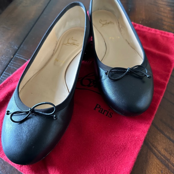 Christian Louboutin La Massine Spiked Leather Ballet Flats - Picture 1 of 7